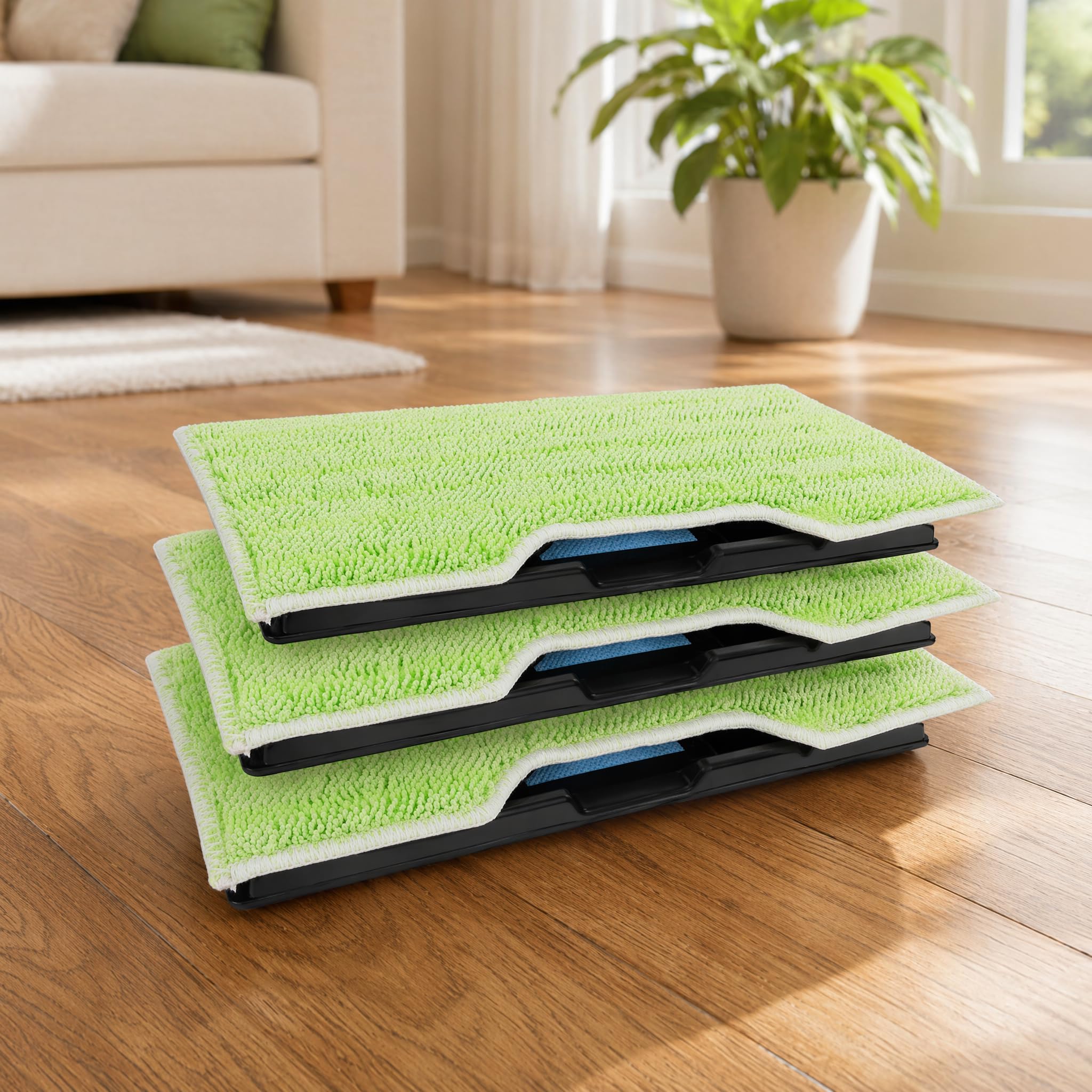 SSJkeji 3 Sets Refills Reusable Mop Pads CompatibleShark VacMop VM252, VM250, VM205, VM190, VC205, QM250,Washable Pad Refills Spray Mop Replacement, Sustainable Alternative to Disposa (Green)
