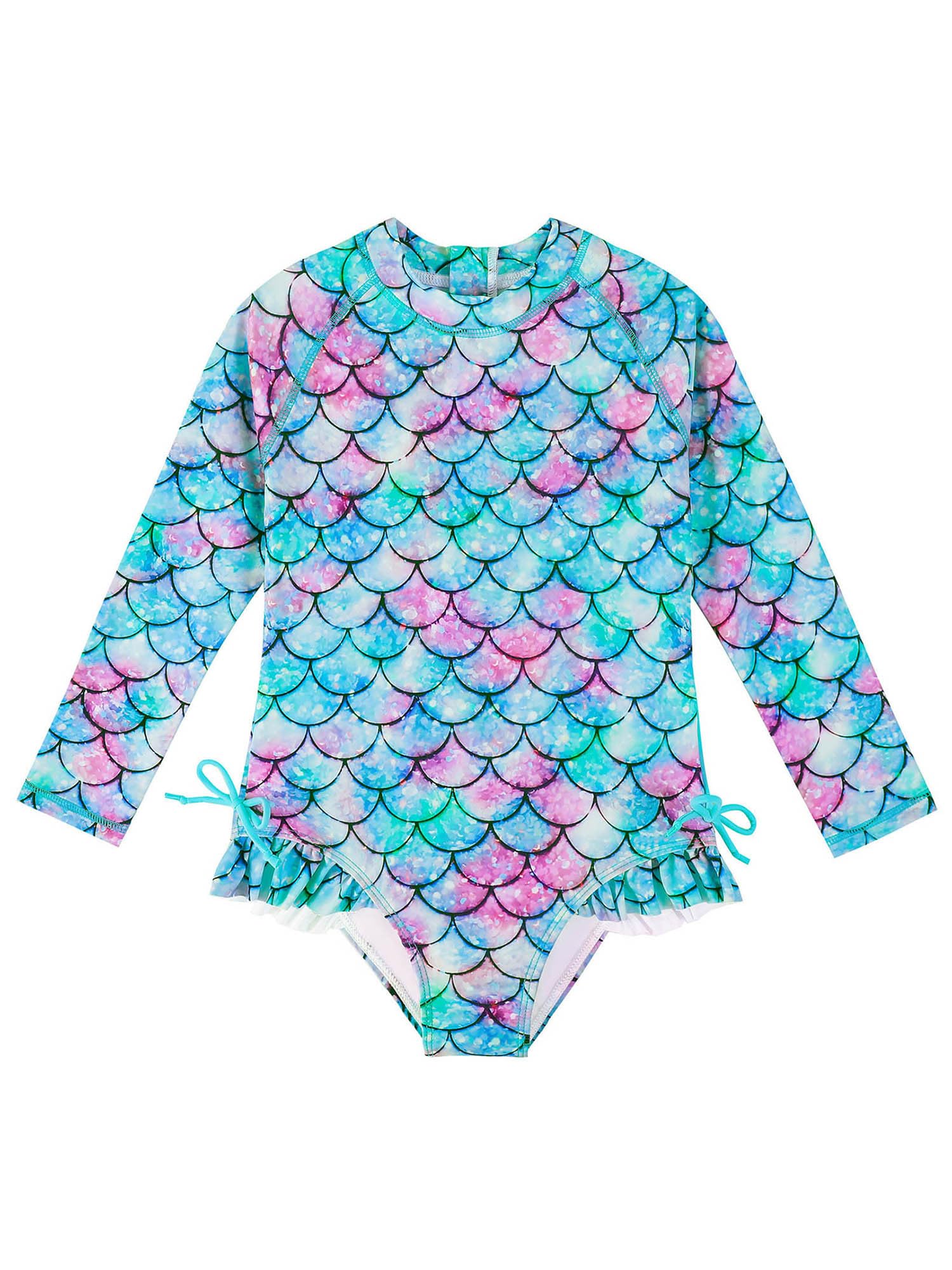 IEFIEL Traje de Baño Una Pieza Manga Larga Anti UV para Bebé Niña 0-24 Meses Bañador con Volantes Protección Solar Ropa de Natación Swimsuit