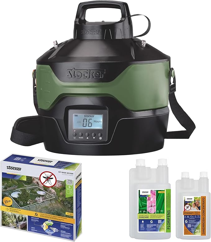 STOCKER - Nebulizzatore Giardino Elettrico Ricaricabile - Kit Completo Geyser per Zanzare con Timer e Pompa - 4L