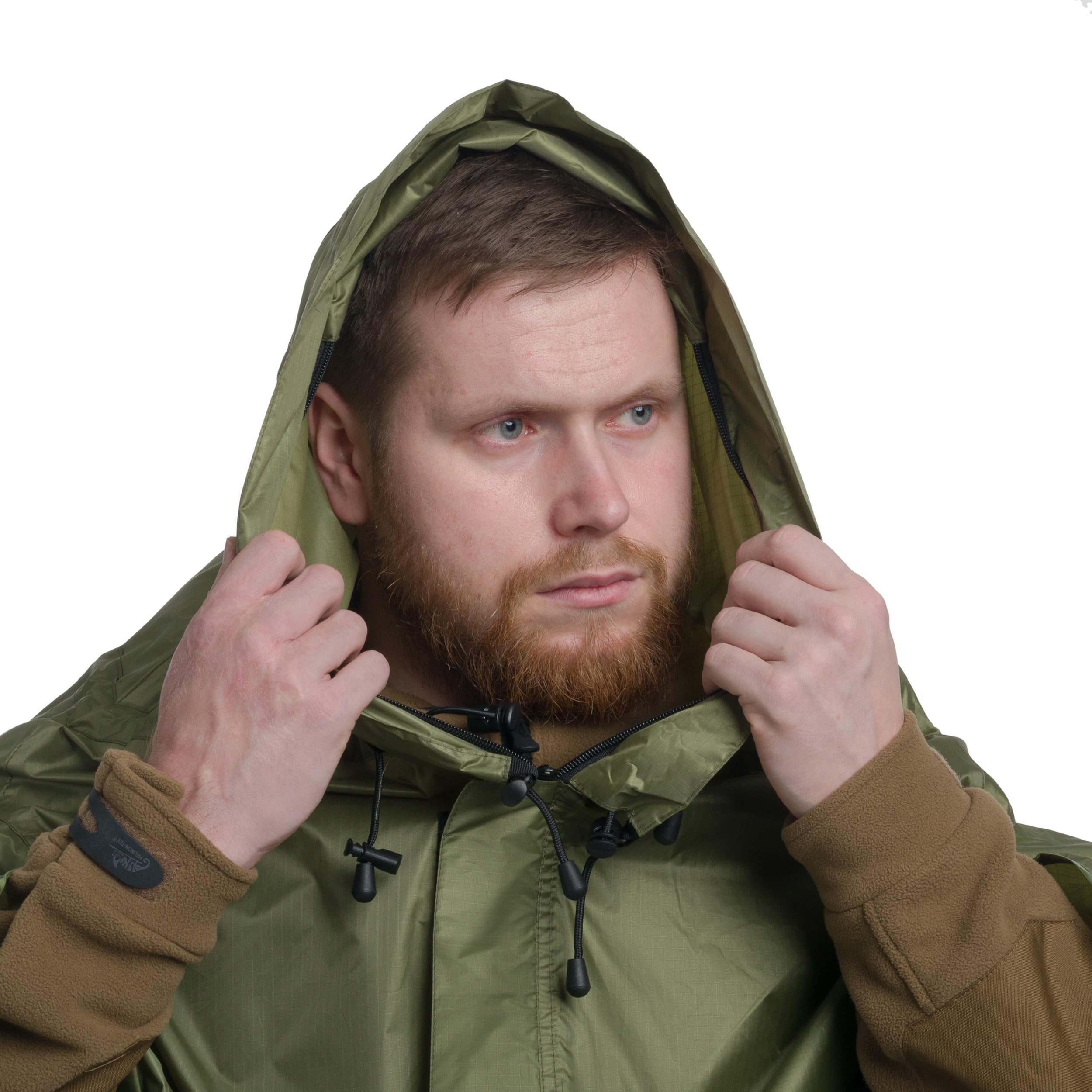 Badger outdoor Timber ponczo przeciwdeszczowe z funkcją namiotu, oliwkowe – wodoszczelne, 5000 mm, wyposażenie survivalowe, ponczo Bundeswehry, na wędrówki, rower, kemping