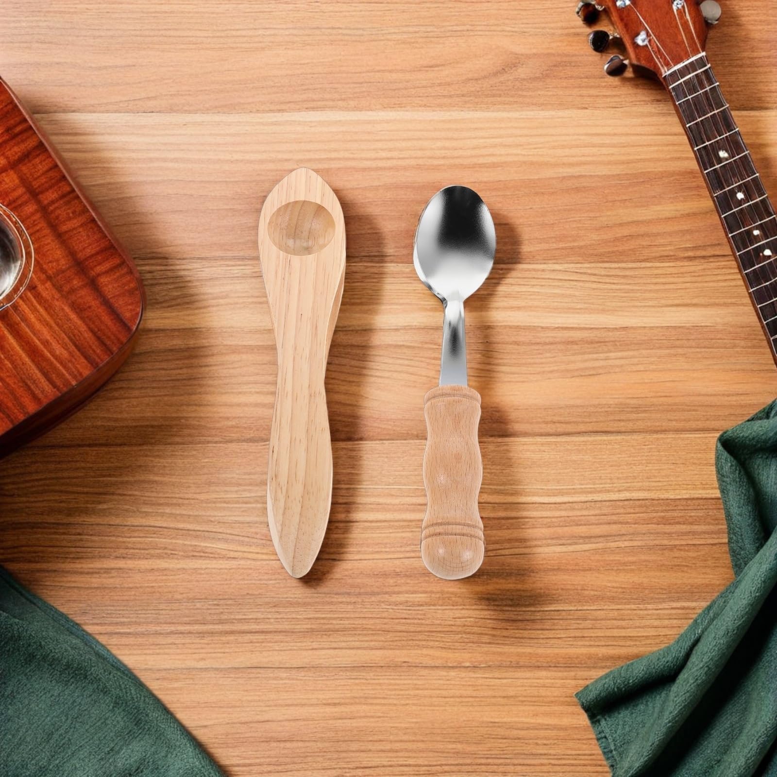 Musikalische Löffel 2-teiliges Rhythmus-Löffel-Set, traditionelles Schlaginstrument, tragbares Musikset, Rhythmusinstrument