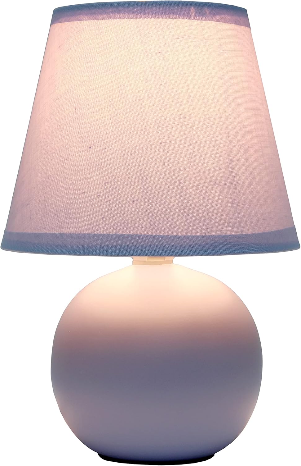 Simple Designs LT2008-PRP Mini Ceramic Globe Table Lamp with Matching Fabric Shade, Purple