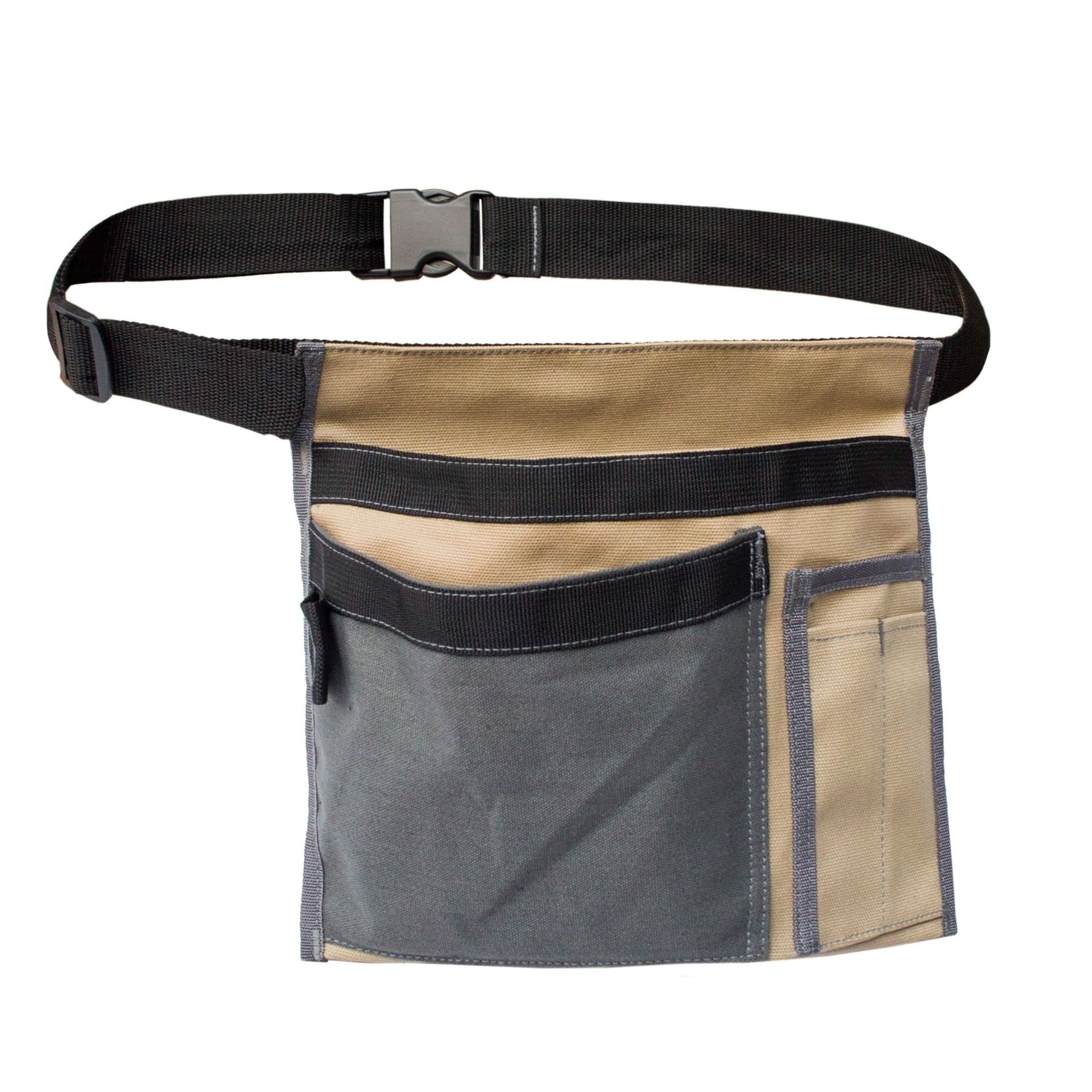 Sac de ceinture à outils multi-poches en toile kaki taille E réglable pour jardinage