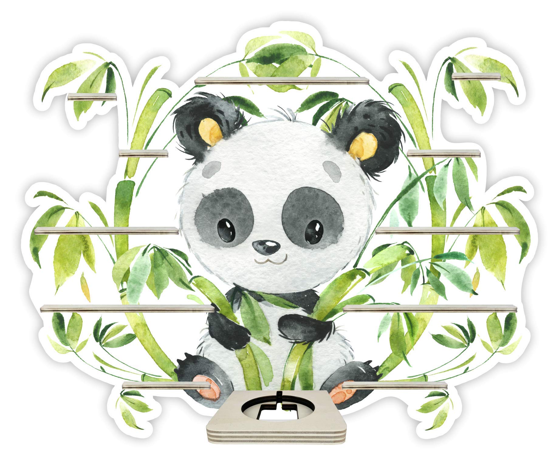 Farbklecks-Collection Tonie Regal Panda, Wandregal für bis zu 40 Hörfiguren, Maße 49 x 60 x 6 cm, mit speziellem Ablagefach kompatibel mit Toniebox, handgefertigt in Deutschland