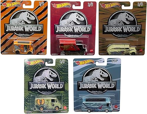 Hot Wheels Jurassic World 2022 Premium Pop Culture Complete 5 Car Diecast Set DLB45-946Q Release