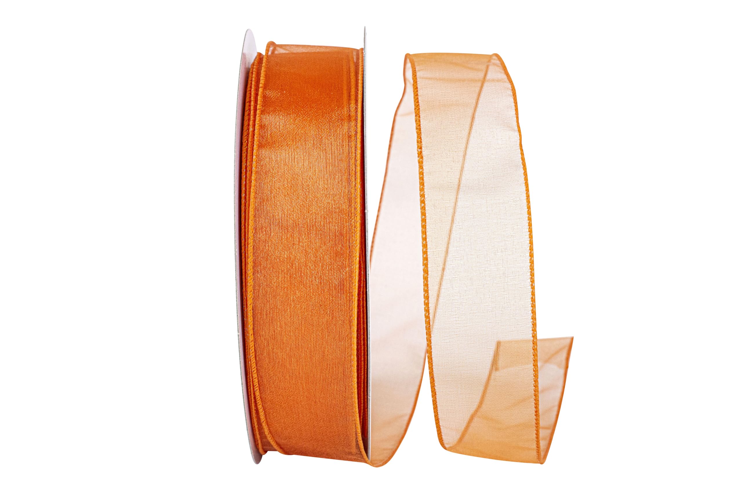Reliant Ribbon 99908W-058-09K Şeffaf Hoş Değerli Kablolu Kenar Kurdele, 1-1/2 İnç X 45 Yarda, Turuncu