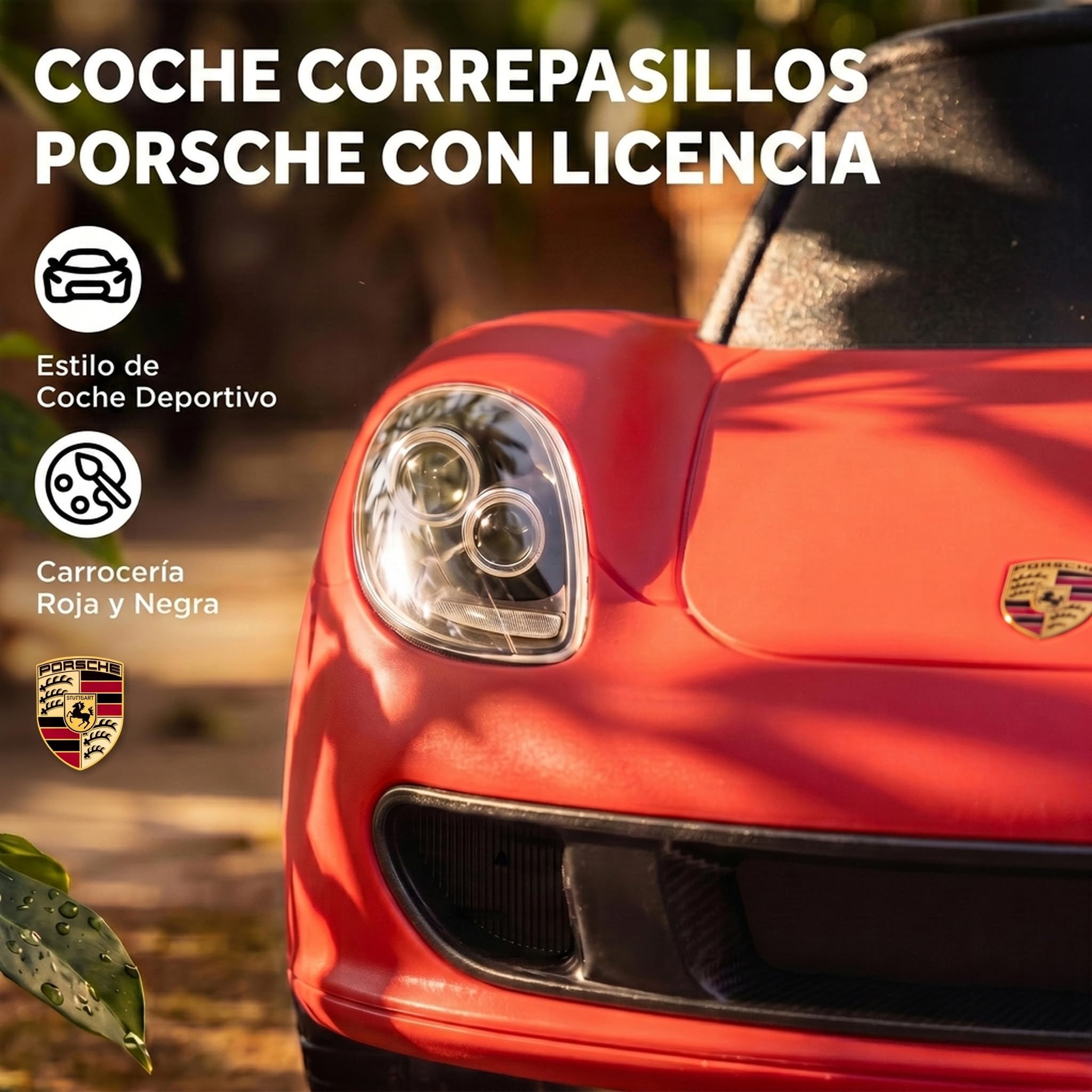 AIYAPLAY Correpasillos para Bebés 18-36 Meses Licencia de Porsche Rojo