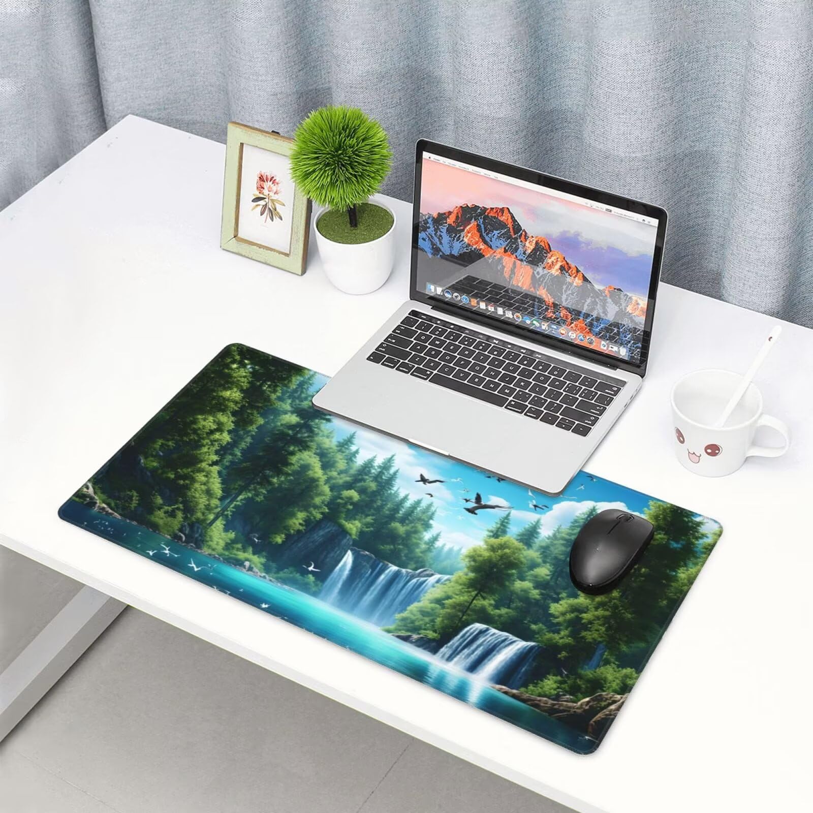 Podkładka pod mysz XXL 1200 x 600 mm, jesienna podkładka pod mysz scenę podkładka pod mysz 120 x 60 cm, wodoodporna antypoślizgowa podkładka pod mysz na biurko zszyte krawędzie, podkładka pod mysz z