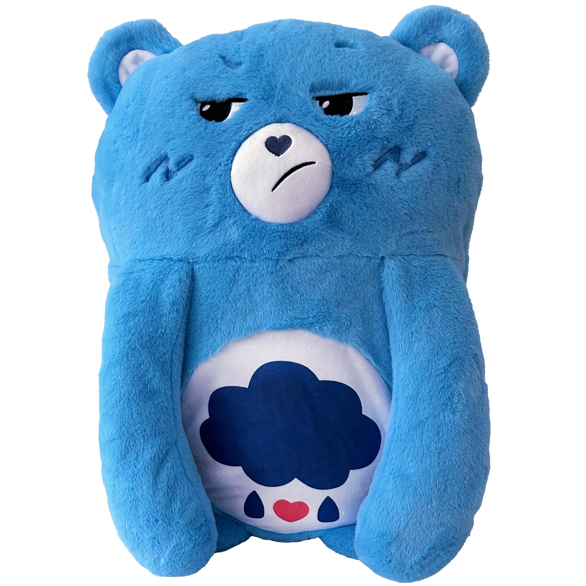 Happy Nappers: Care Bears Pillow Pocket Pal - Grumpy Bear - Plush Character Pillow Case, Animal Cover w/Weighted Paws, Soft Huggable Companion, Kids
