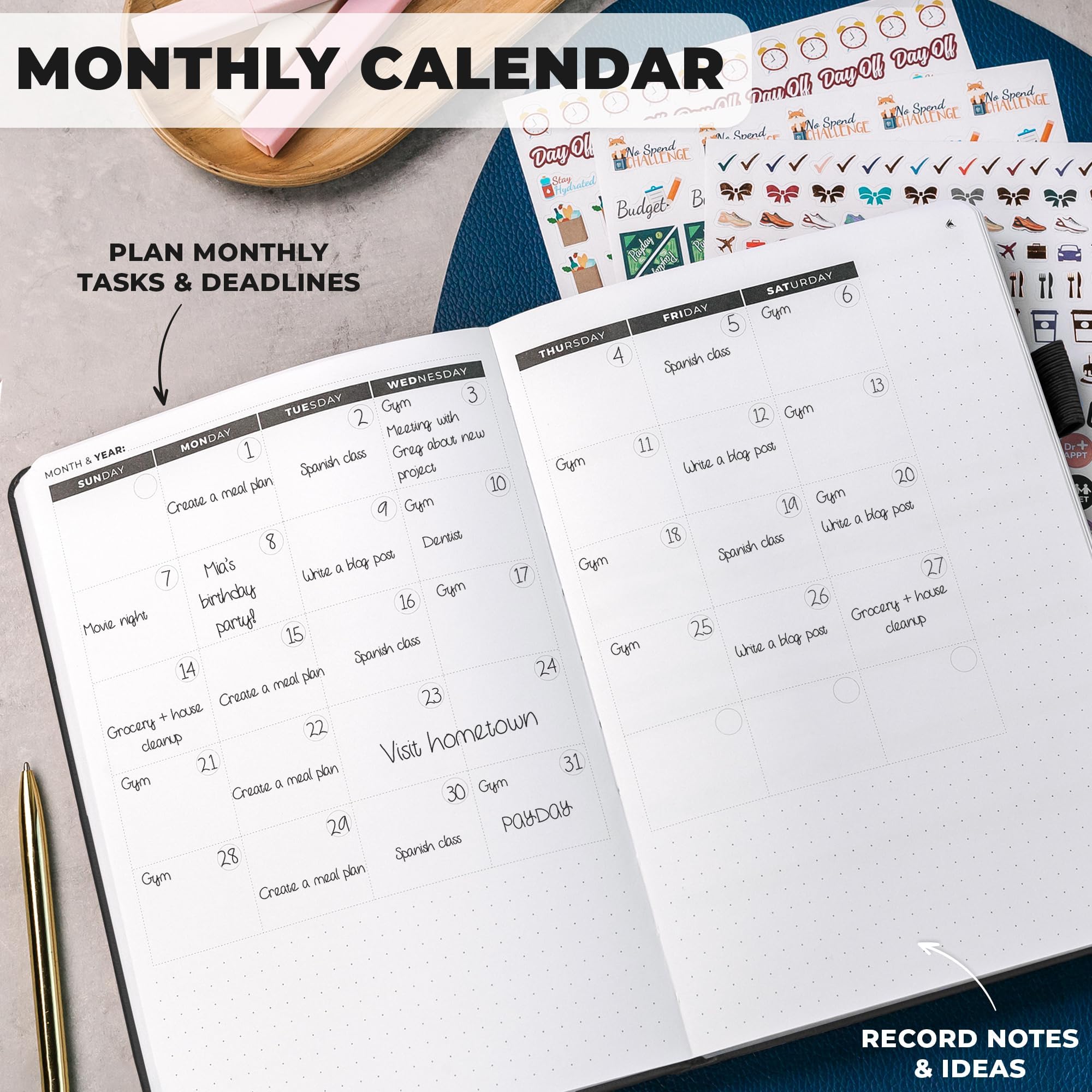 Clever Fox Planificador de objetivos de Ultimate Achiever's – Focus & Productividad, 90 días diario semanal mensual planificador diario y agenda horaria – Sin fecha, tapa dura, tamaño A5, negro ónix