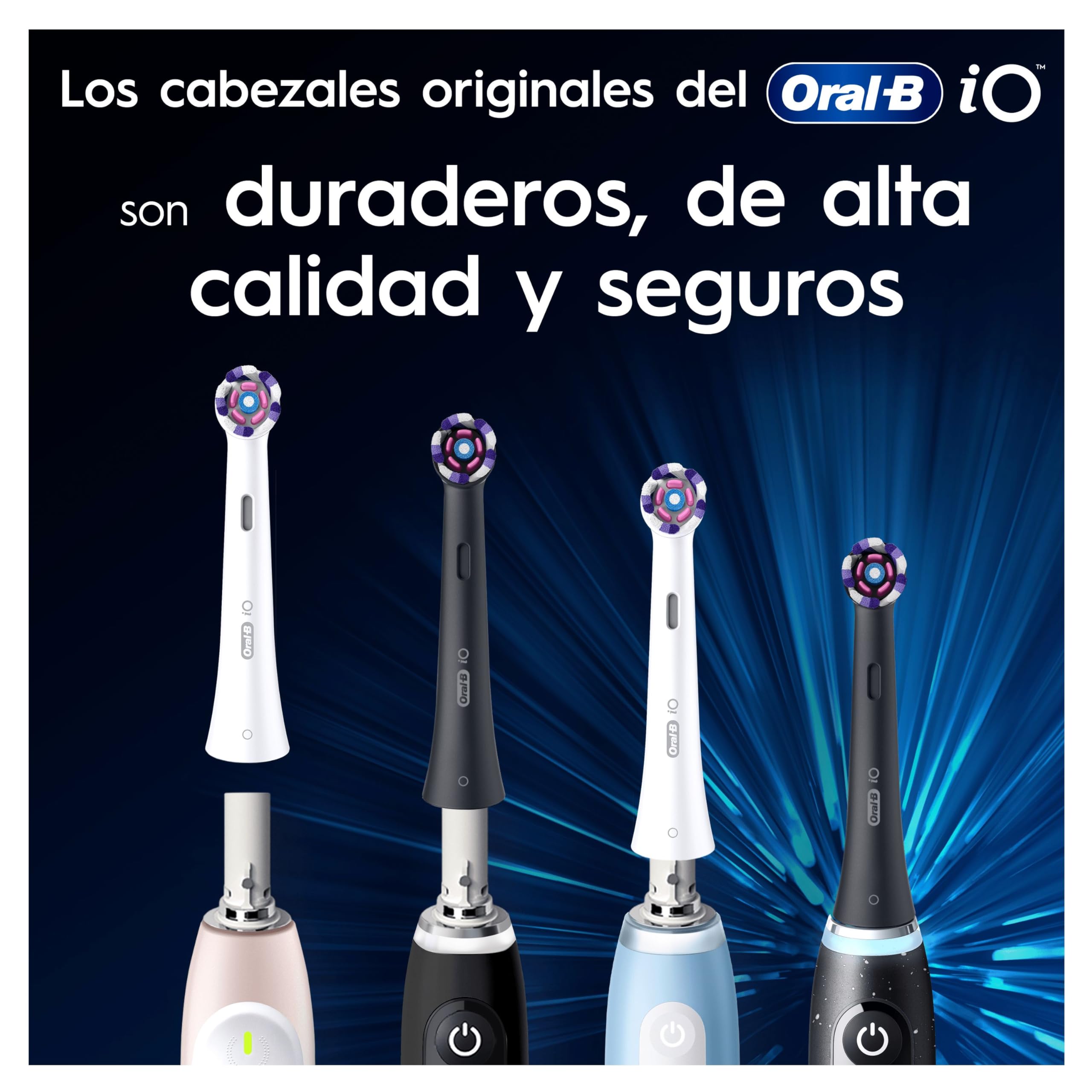 Oral-B iO Radiant White Cabezales de Recambio Originales, Blanco, Pack de 8 - Recambios para Cepillos de Dientes Eléctricos Oral B iO, Blanqueamiento Dental, Eliminación de Manchas Y Placa Bacteriana | Recambios para Cepillos de Dientes Eléctricos Oral B