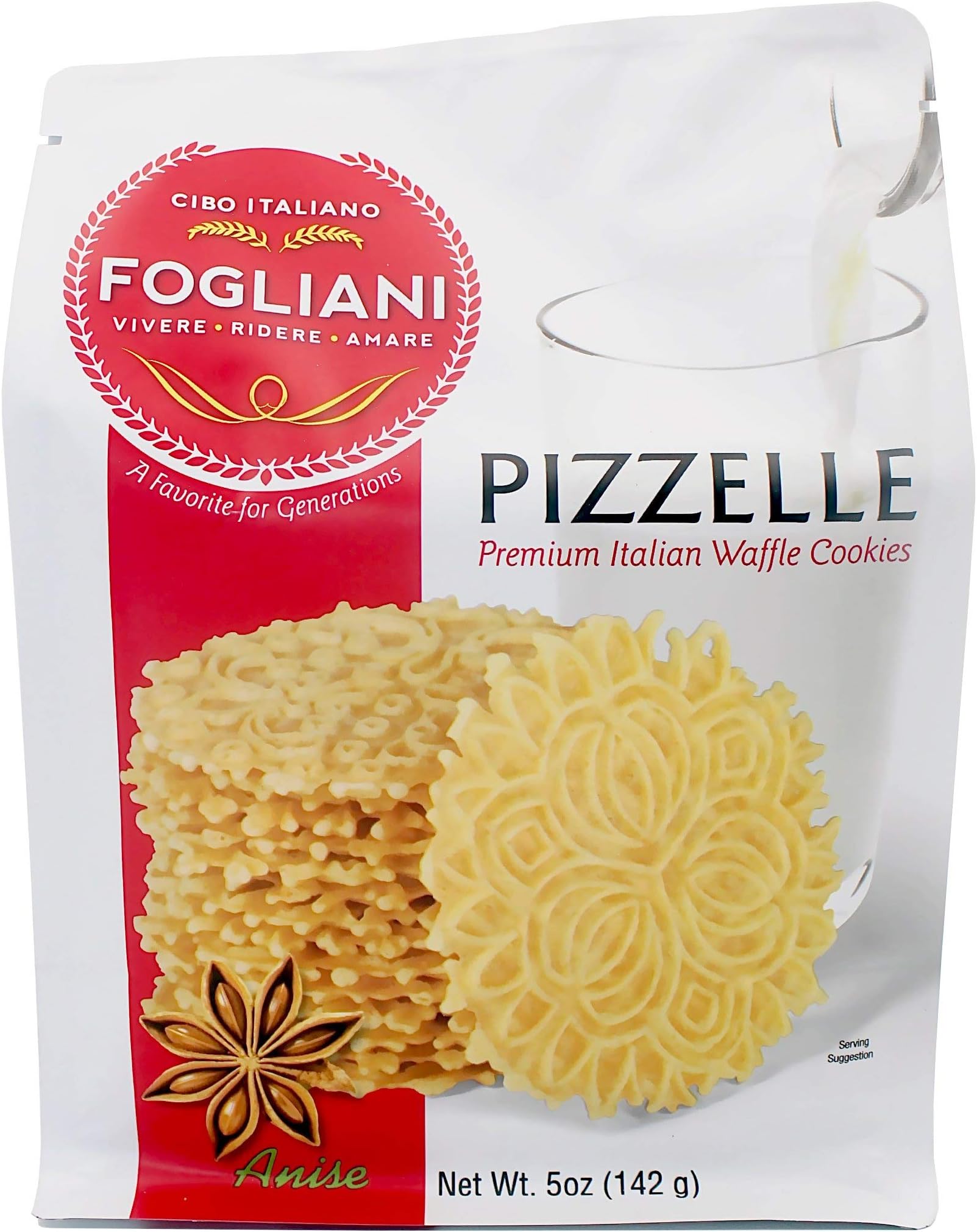 Fogliani Anise Pizzelle Waffle Cookies - 4 pack