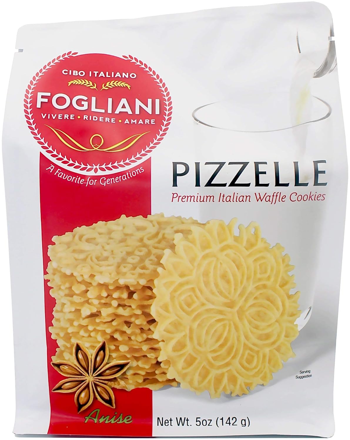 Fogliani Anise Pizzelle Waffle Cookies - 4 pack