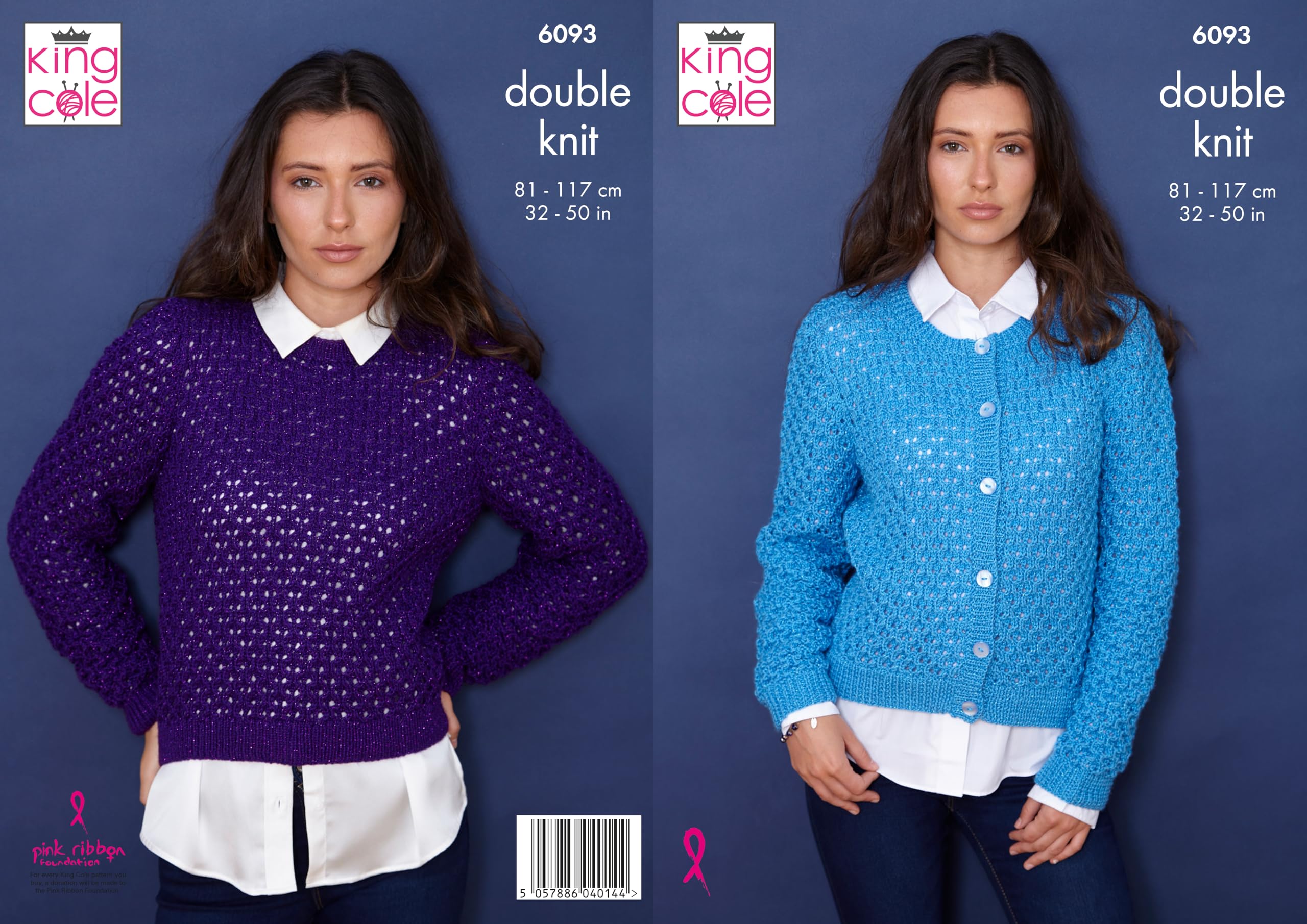 King Cole DK Knitting Pattern - 6093 Ladies Cardigan & Sweater