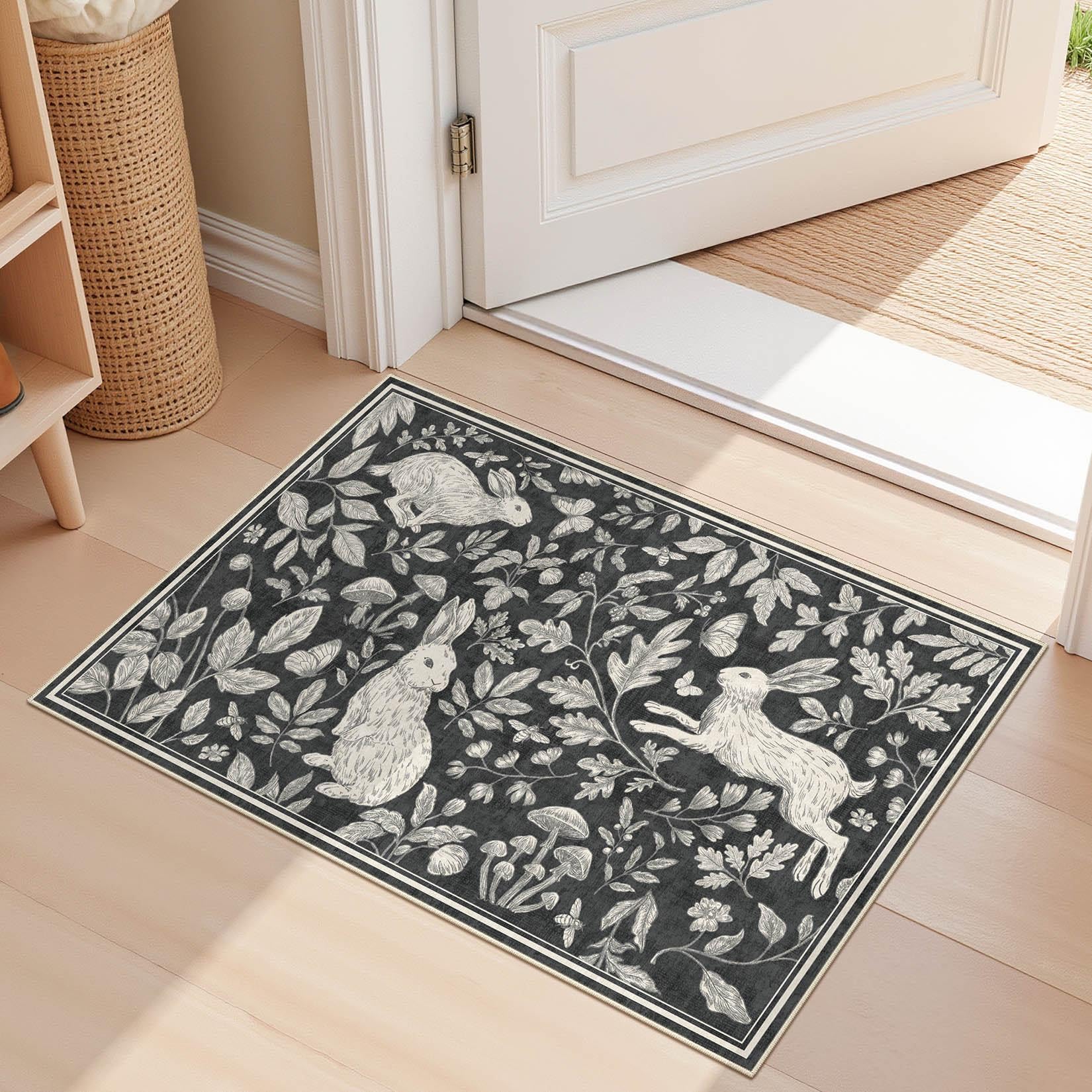 Vintage Living Room Area Rug 2x3 - Large Soft Washable Oriental Traditional Distressed Farmhouse Rugs for Bedroom - Indoor Floor Accent Carpet for Home Office House Decor -Easter Dark Gray โ image 1