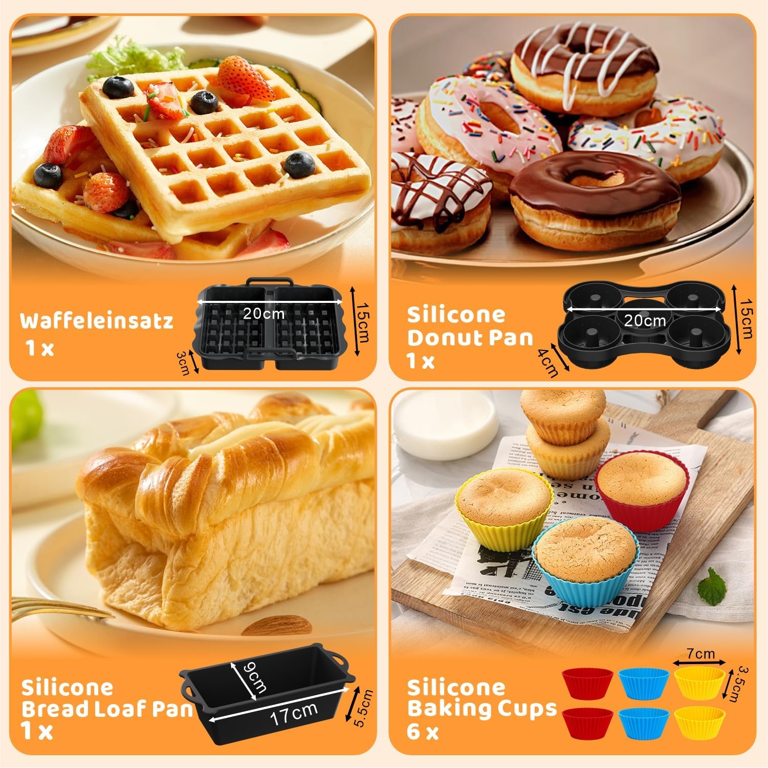 Heißluftfritteuse Zubehör - Airfryer Zubehör für Philips 4000 Series Stacked Dual Basket, Philips NA460/NA462, Ninja AF400EU AF451EU SL400EU, Airfryer 2 Kammern 8.5L-10L und Anderen Dual Zone Zubehör
