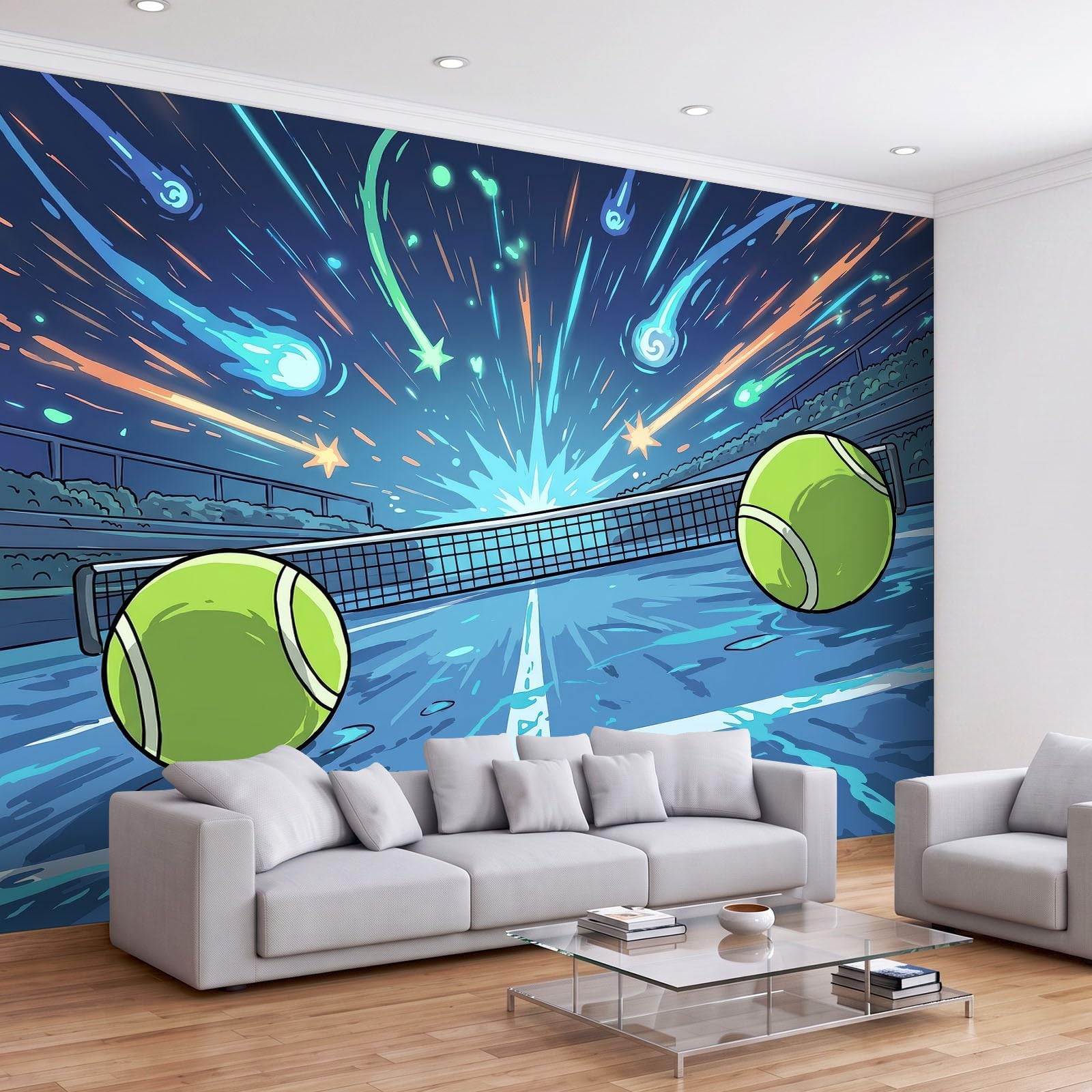 Fototapeta z włókniny, do salonu, 250 x 175 cm, science fiction, sport, kosmos, tenis, fototapeta, pokój dziecięcy, tapeta na fizelinie, XXL, tapeta ścienna, tapeta z motywem, efekt 3D, dekoracja