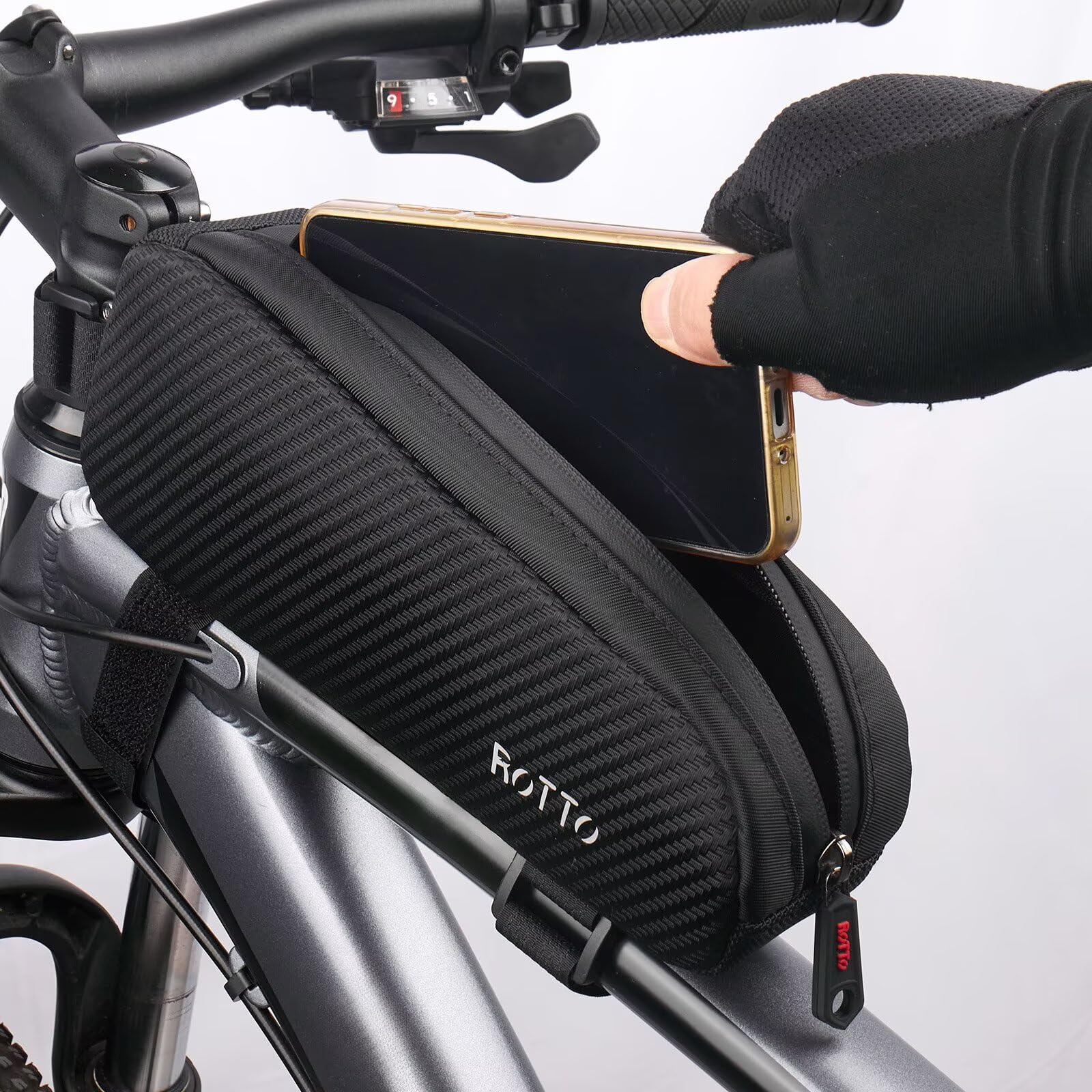ROTTO Oberrohrtasche Fahrrad 1,5 L für MTB Rennrad Schwarz