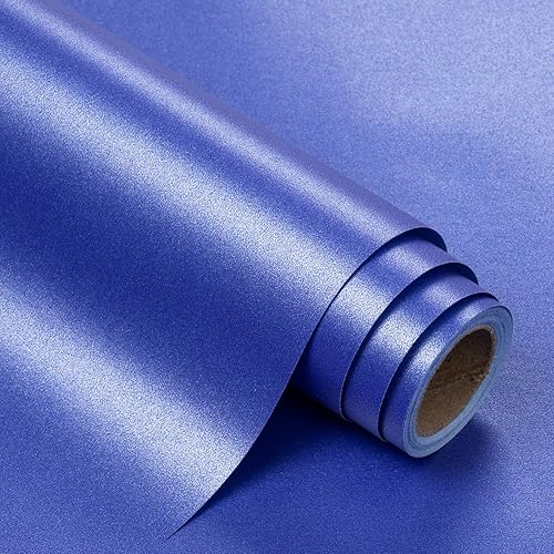 WRAPAHOLIC Royal Blue Pearl Glossy Gift Wrapping Paper,Solid Color Matte