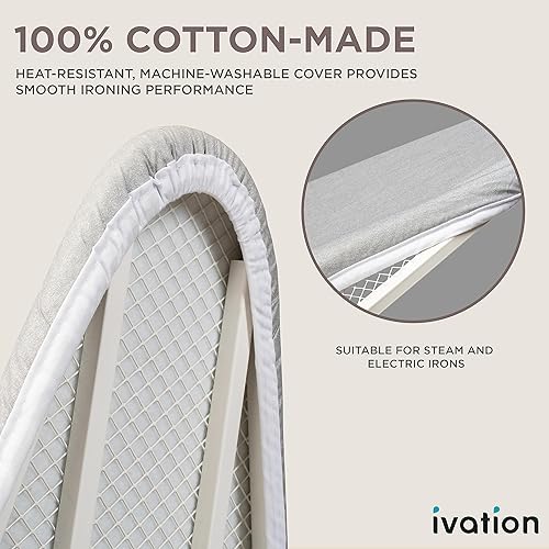 Miniatura 3 de Ivation Armario de tabla de planchar montado en la pared con espejo, estación de almacenamiento de planchado plegable para el hogar, apartamento,