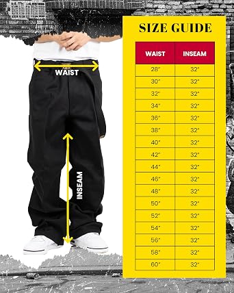 FB County 50/50 Baggy Pants, Loose Fit, Poly-Cotton Twill | Loose Fit, Durable, Soft Poly-Cotton Twill, Wide Leg, for Men, Streetwear