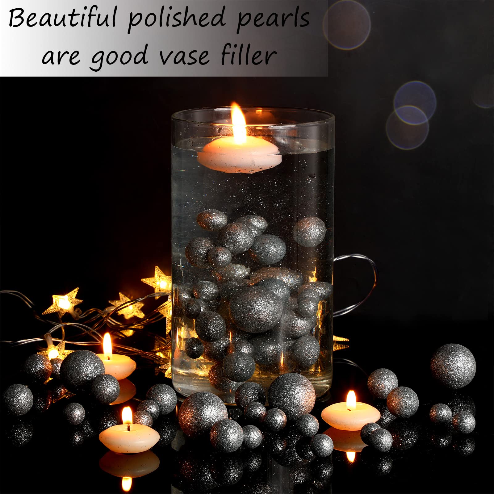 Cusmation 120 PCS Floating Beads & 800 Clear Water Gel - Navy Blue Vase Fillers For Centerpieces