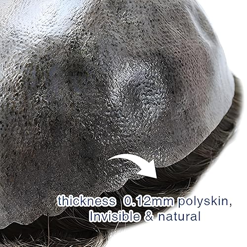 Miniatura 4 de Prótesis de cabello masculino de 0.005in de inyección de piel para hombres, pelucas duraderas para hombres, 100% sistema de cabello humano, unidad