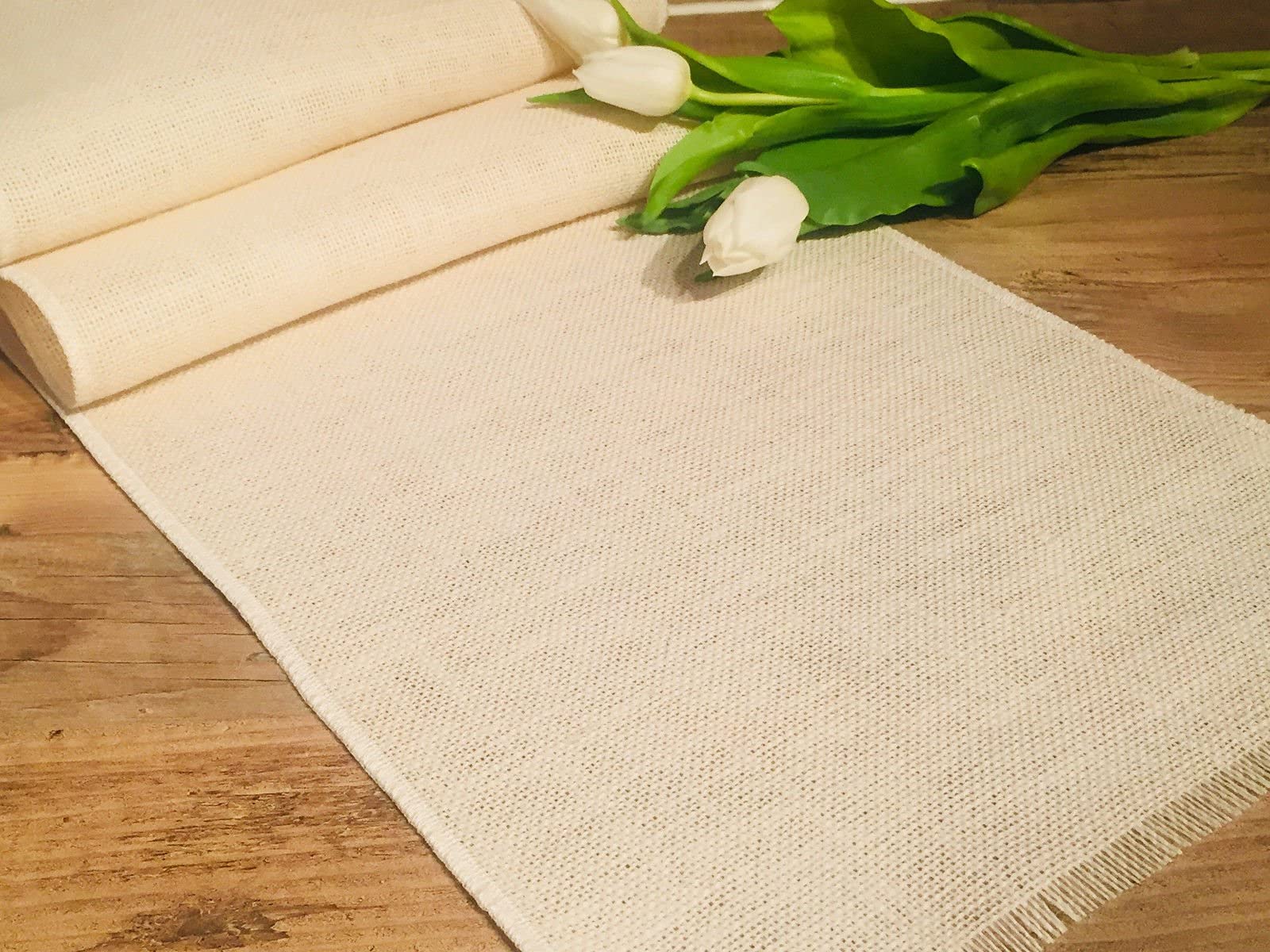 Lushfabric Cream Rustic Burlap Jute Table Runner - Wedding Jute Hessian Tablecloth Runners - 30Cm Wide (, 80 Inches/203Cm)