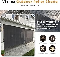Vista 7 de VICLLAX Persiana enrollable de tela para exteriores para cenador de porche, persianas de patio (7 pies de ancho x 8 pies de largo), gris antracita