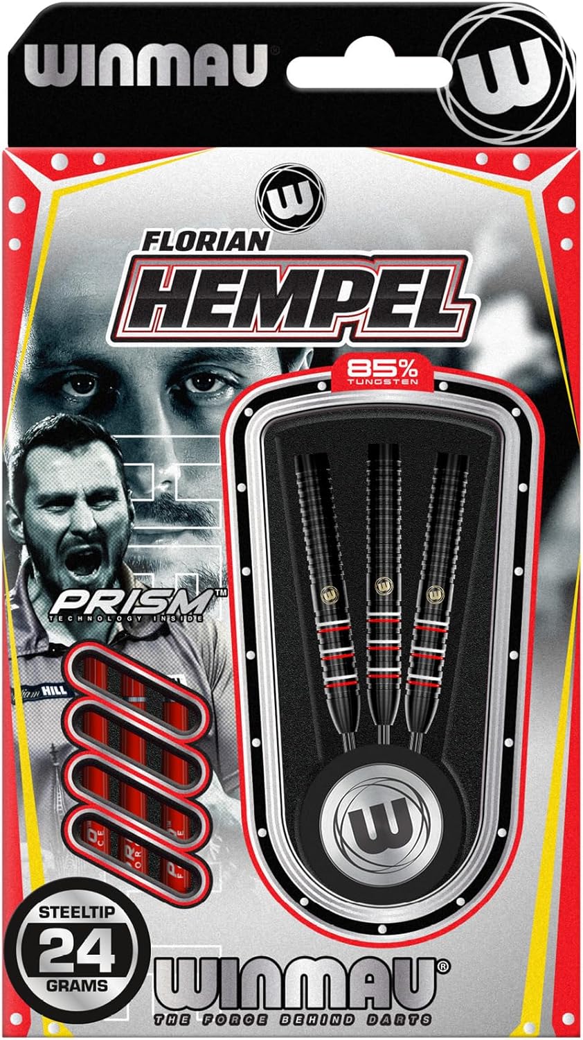 Winmau Florian Hempel Signature Series Professional Tungsten Darts Set with Flights and Stems (Shafts)