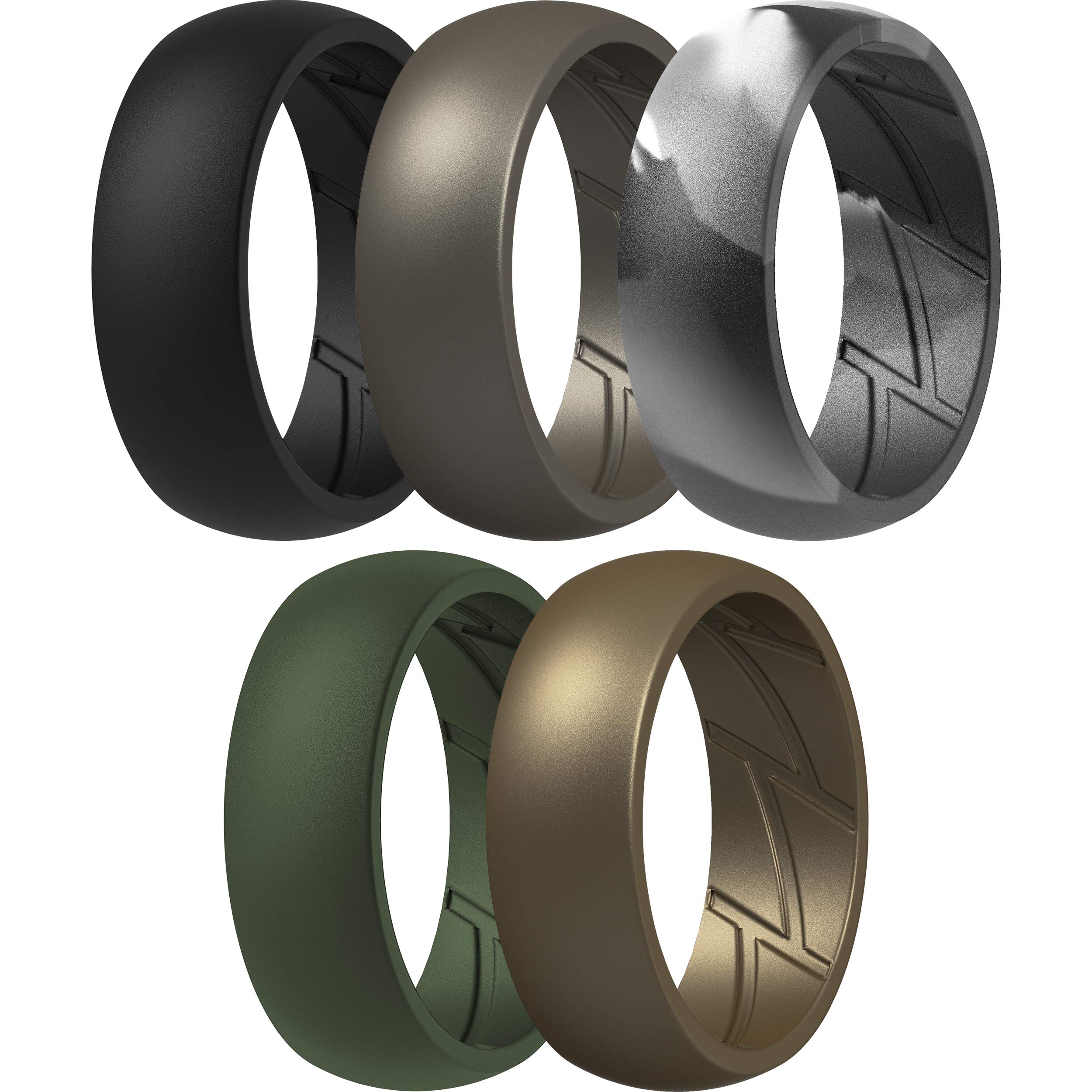 ThunderFit Silicone Wedding Rings for Men, Breathable Edition Rubber Engagement Bands Airflow Inner Grooves 8.5mm Wide 2.5mm Thick - 1/2/3/4/5/6/7