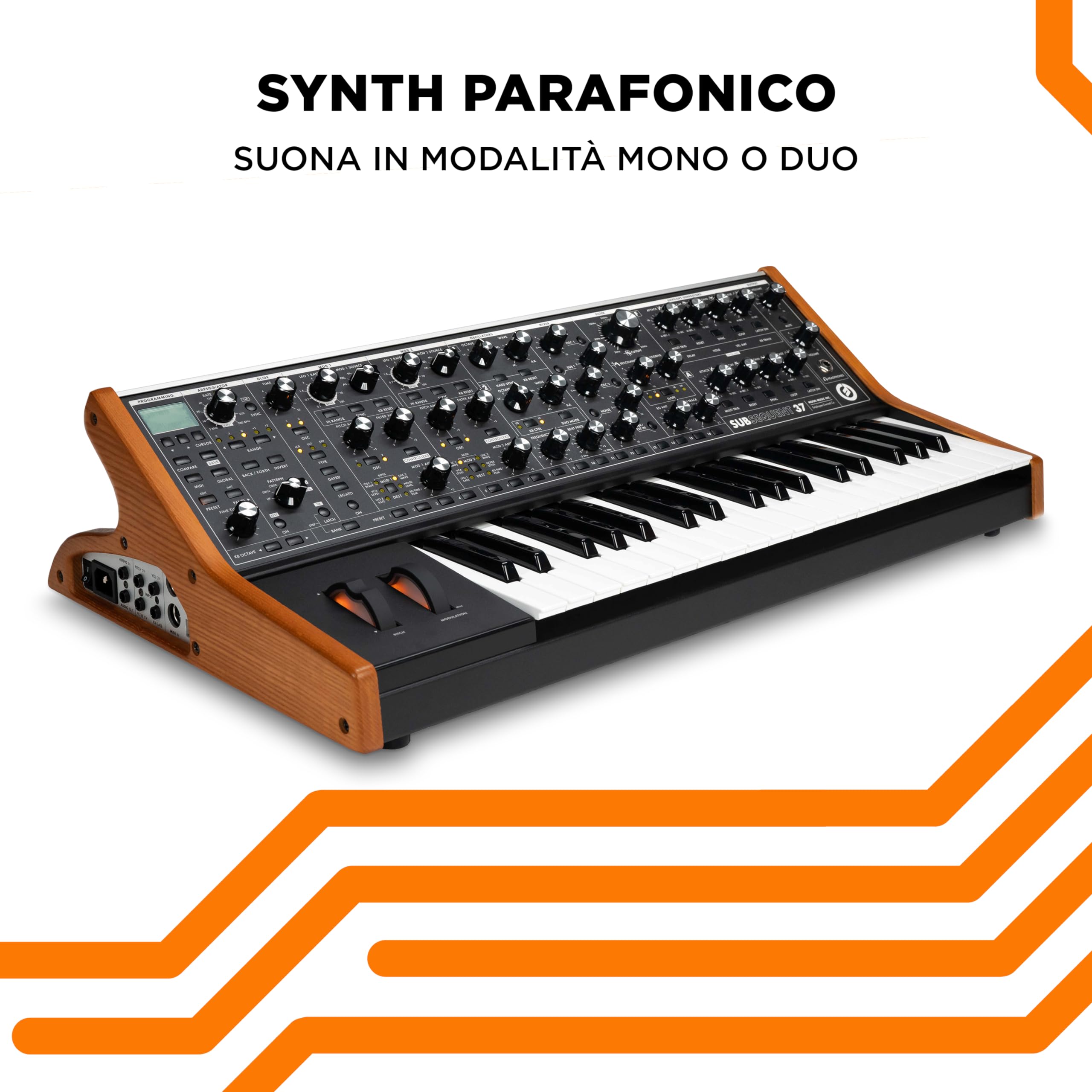 MOOG Subsequent 37 - Synth Parafonico Analogico, Tastiera MIDI con 37 Tasti Semipesati, Amp per Cuffie, 256 Preset, Schermo ed Editor Software