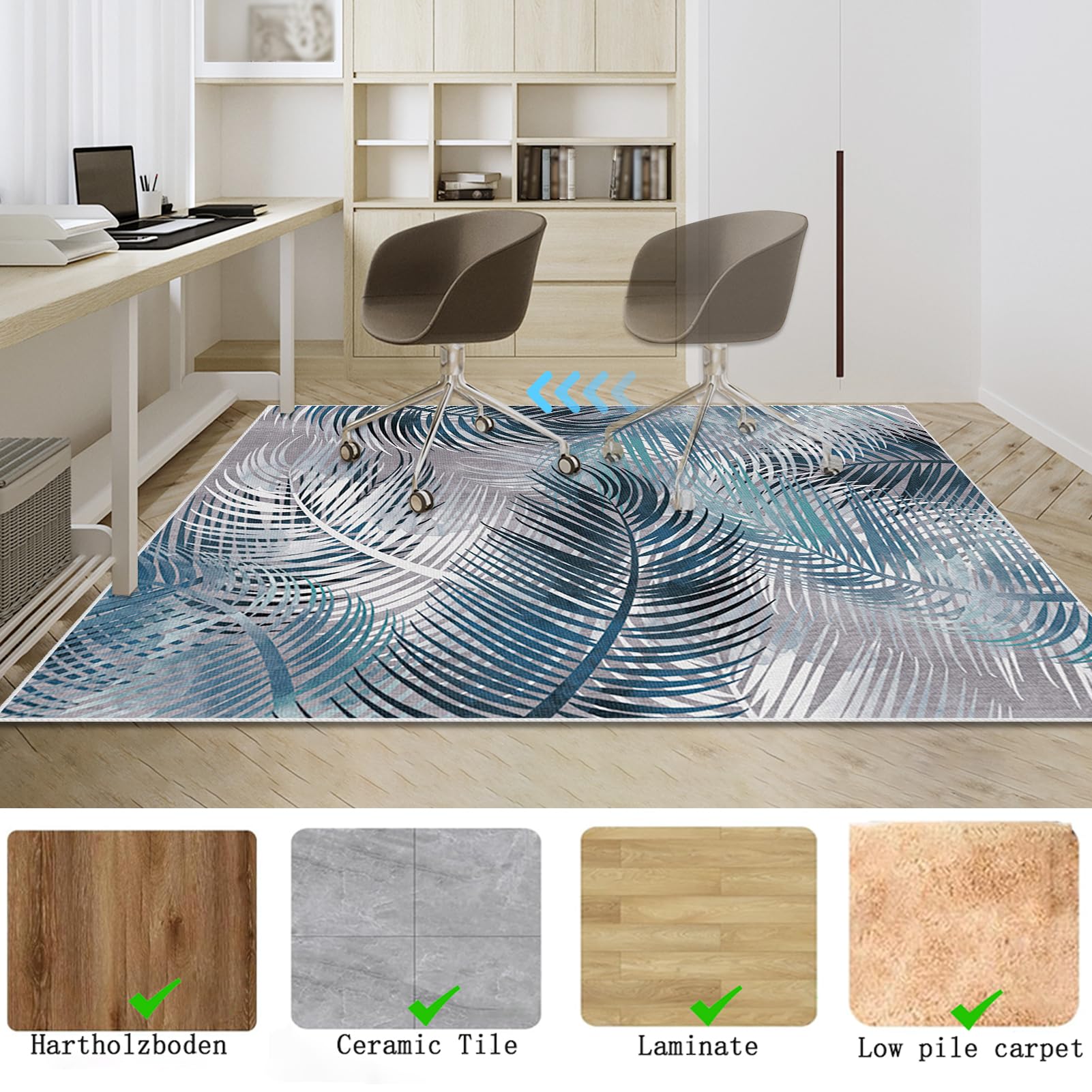 Tapis de Sol Bureau Tissu pour Parquet, Tapis Gaming Sol 160 x 200 cm