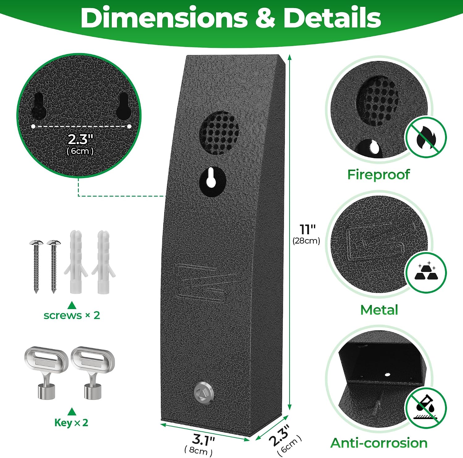 Wall mounted Cigarette Butt Disposal,Receptacle,Ashtray,Bin,Fireproof, Prevention of Waterlogging, Corrosion Resistant, Smokeless, Suitable for Park,Outdoor,Offices,Smoking Areas.Grey