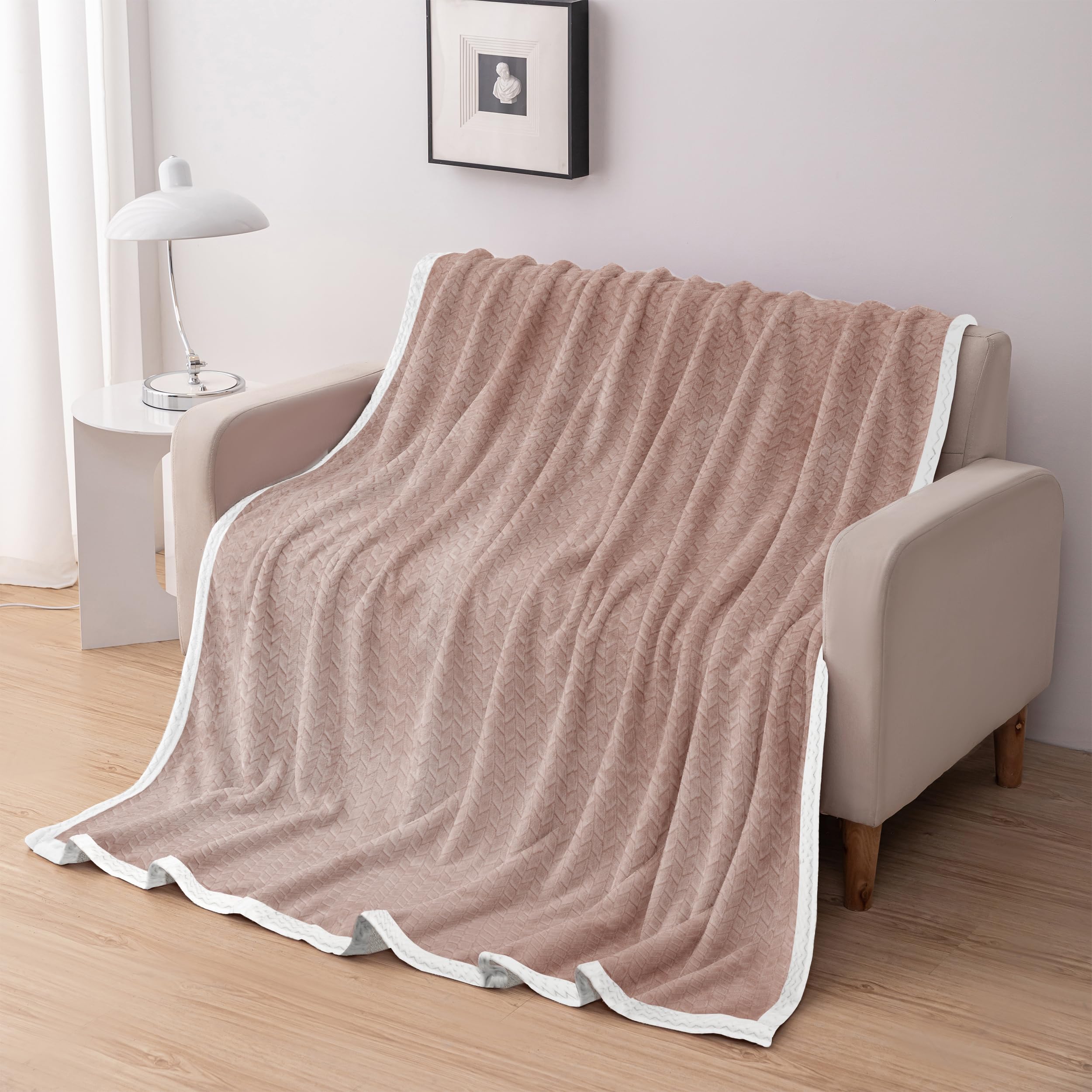 BESCH Manta Sofá Borreguillo Sherpa Invierno 220x240cm - Mantas Polar Doble Capa Extra Suave, Caliente y Gruesa (Rosa)