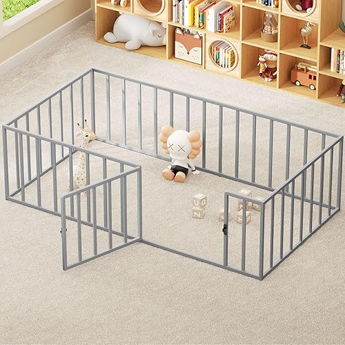 Miniatura 7 de ROOMTEC Montessori - Marco de cama de suelo individual 77 × 41 × 21 pulgadas con valla y puerta para niños pequeños de 1 a 3 años