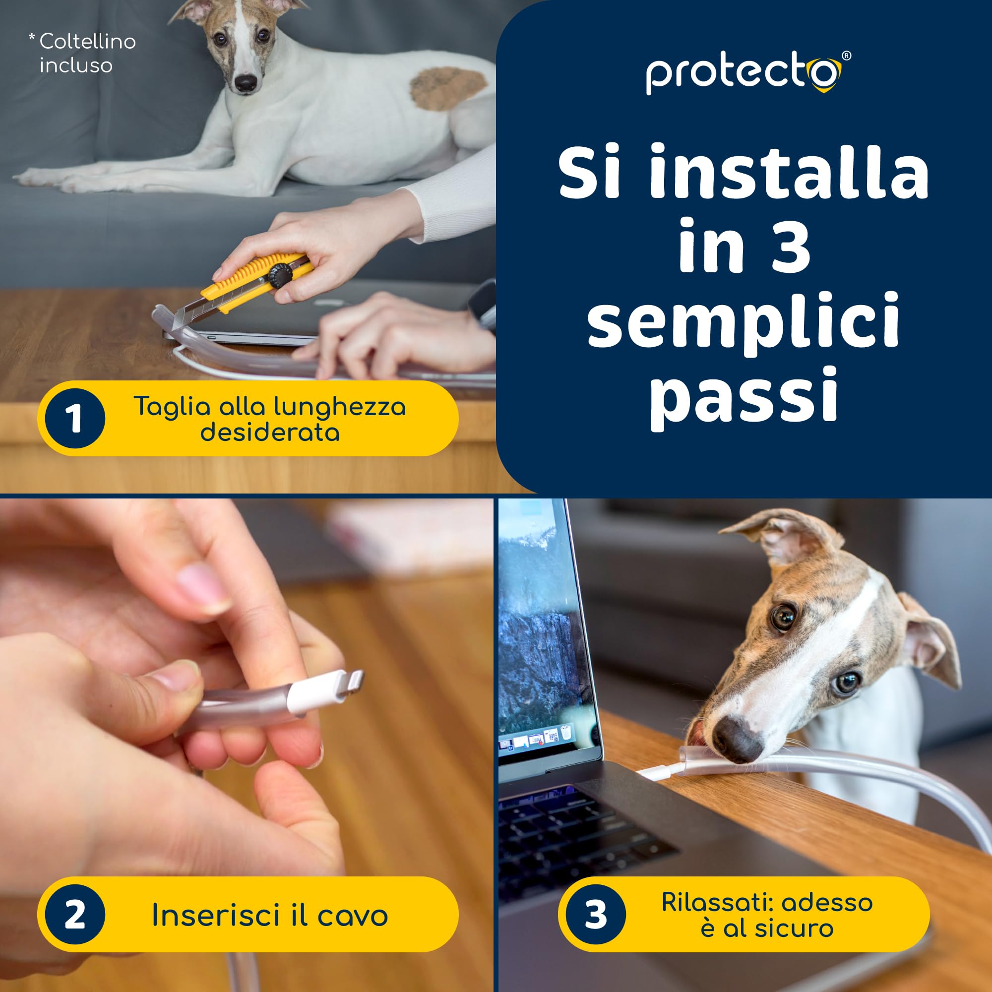 PROTECTO Guaine per Cavi per Animali Domestici – 3 m/Ø 9 mm – Trasparente, Ultra Resistente, Flessibile, Inodore, Anti-Morso – Per Cavi Elettrici, USB, RCA, HDMI – Protezione Universale