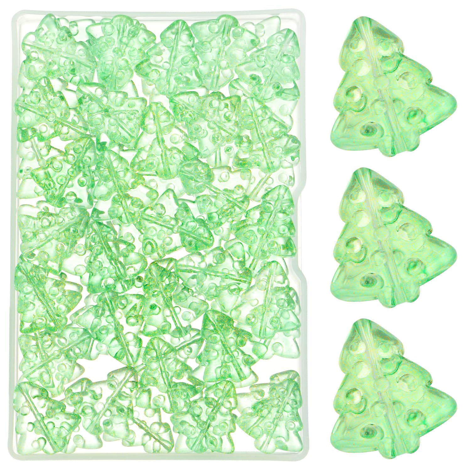 100PCS Large Glass Beads for Jewelry Making Green Christmas Beads for Bracelets Making Necklaces Earring DIY Crafts 15 * 16mm Christmas Tree Bracelet