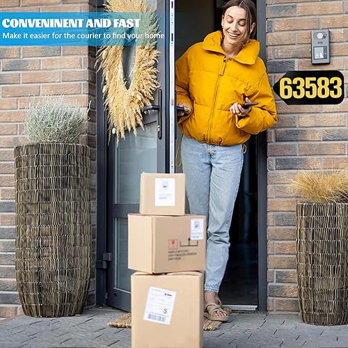 Vista 206 de Placa de dirección de metal personalizada, letreros de números para placa de pared de casa, letrero de dirección de nombre de calle, números de casa