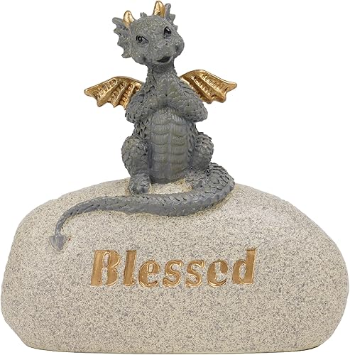 Estatua de dragón moderna decoración de granja, bonitas figuras de dragón de resina para interiores con estatuas de palabras benditas para