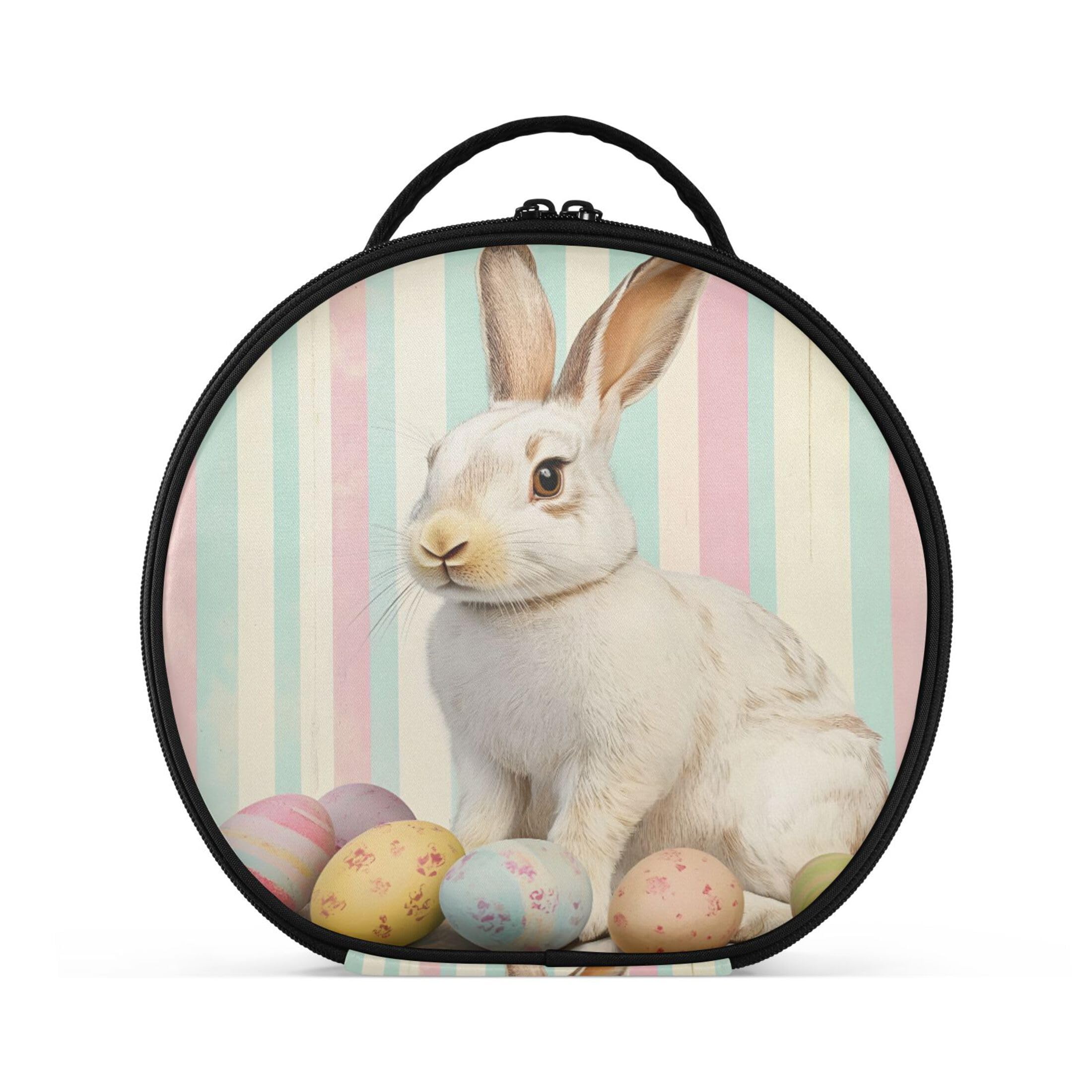 Takiito Easter Bunny Eggs Travel Makeup Case Portable Makeup Box Artist Cosmetic Case Organizer With Adjustable Dividers