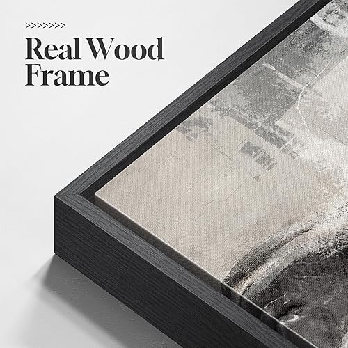 Miniatura 5 de Arte de pared abstracto neutro con marco grande para sala de estar, 3 piezas modernas impresiones en lienzo para paredes, imágenes de tono neutro