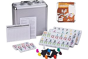 Smilejoy Double 12 Mexican Train Dominoes with 91 Tiles and Aluminum Case