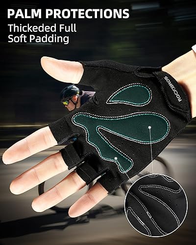 Miniatura 2 de ROCKBROS Guantes de ciclismo para hombres y mujeres - Guantes de bicicleta transpirables - Guantes de medio dedo para ciclismo diario,