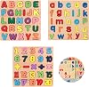 Wooden Numbers Alphabet Puzzles,Toddler Puzzle, Jigsaw Puzzle Board for Toddlers 3+ Year Old - ABC 123 Learning Shape Matching Jigsaw Board Educational Toys for Boys Girls
