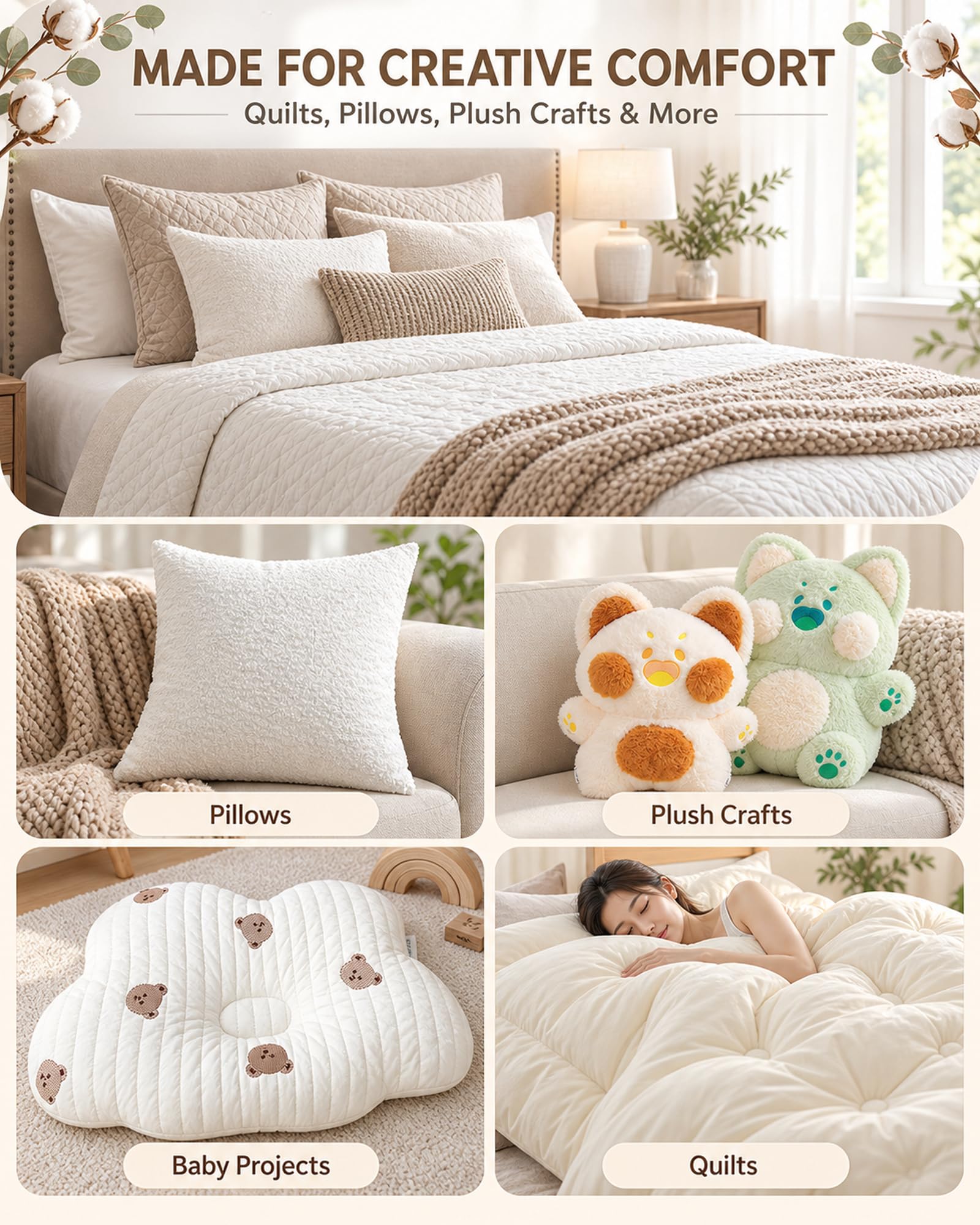 PLANTIONAL Cotton Batting - Soft & Durable Quilting -6 PLANTIONAL Cotton Batting - Soft & Durable Quilting -6