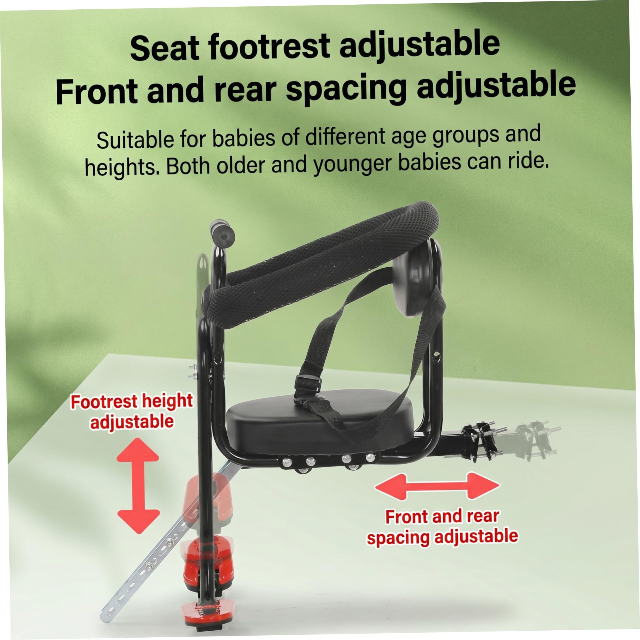 Asiento de Bicicleta para niños, Asiento de Bicicleta de Acero para niños pequeños, Silla portabebés Delantera, Montaje Delantero para, Negro