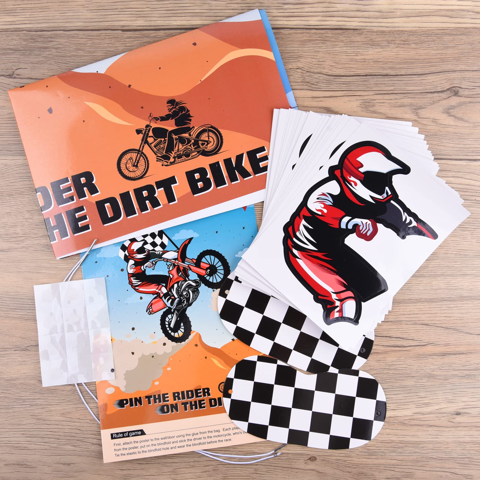 Dirt Bike Toy ASTARON Pin The Tail Games Pin The Rider On The Motocross Party Game With 30 Driver Sticker For Dirt Bike Theme Party Supplies, Boys Girls Dirt Bike Stickers