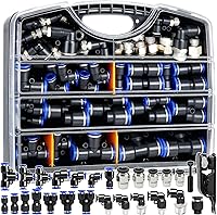 mankk 81PCS Push-to-Connect Air Hose Fittings Kit 1/8" 1/4" 3/8" 1/2" Quick Release Pneumatic Connectors with Toolbox