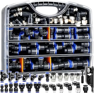 mankk 81PCS Push-to-Connect Air Hose Fittings Kit 1/8" 1/4" 3/8" 1/2" Quick Release Pneumatic Connectors with Toolbox